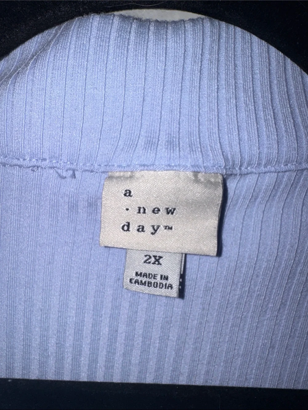 a new day Women’s Light Blue Ribbed Sleeveless Button-Up Collared Top - Picture 2 of 4